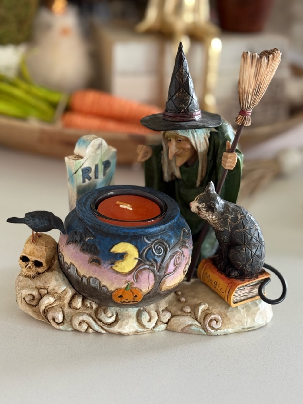 Jim Shore Witch Figurine Tealight Candle Holder